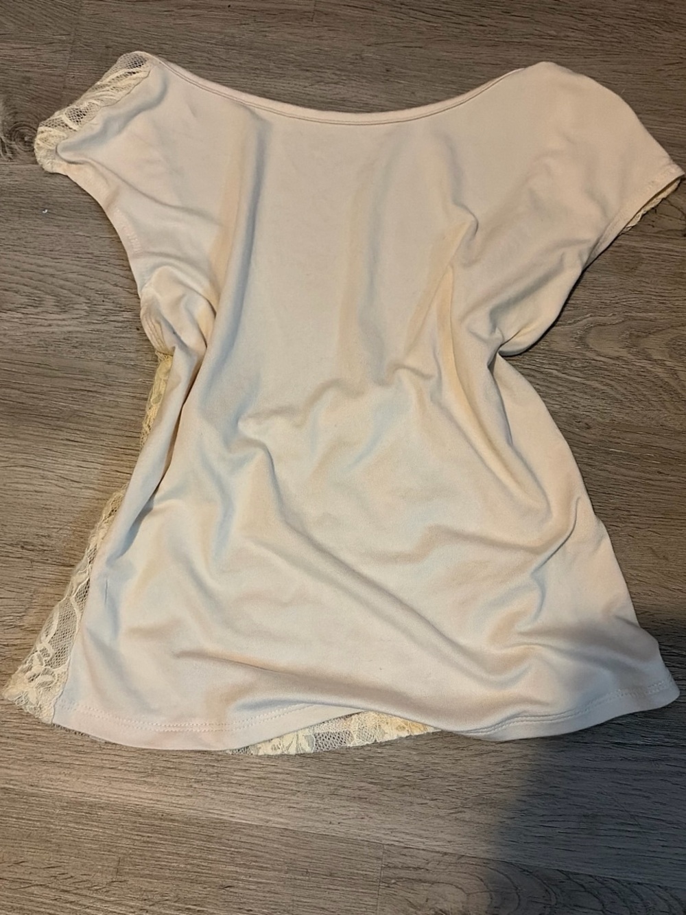 Women’s Cream backless Lace-Trim Boatneck Top